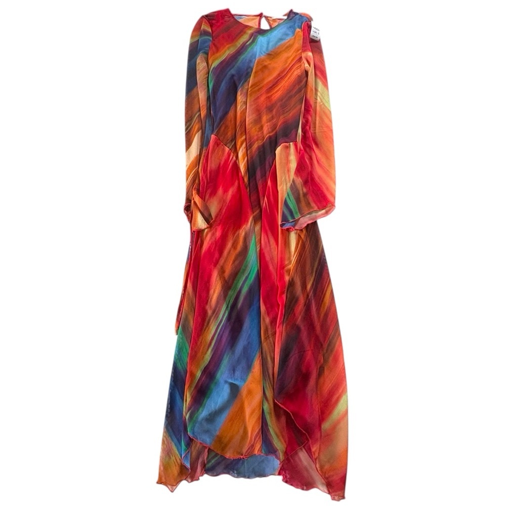 NWT INTEMPO Godette Ruffle Midi Dress Fairy Whimsigoth Y2K Romantic Chiffon Sz M - Picture 4 of 16